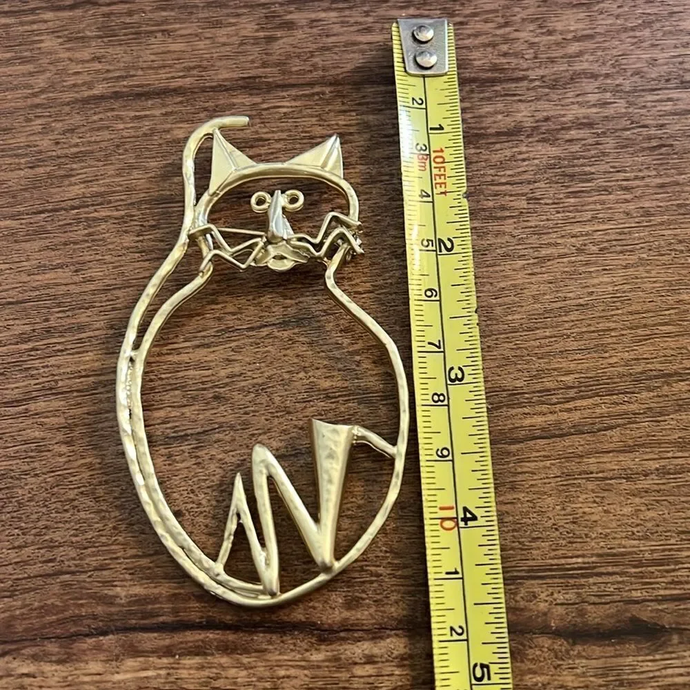 MCM Gold Tone Cat Brooch